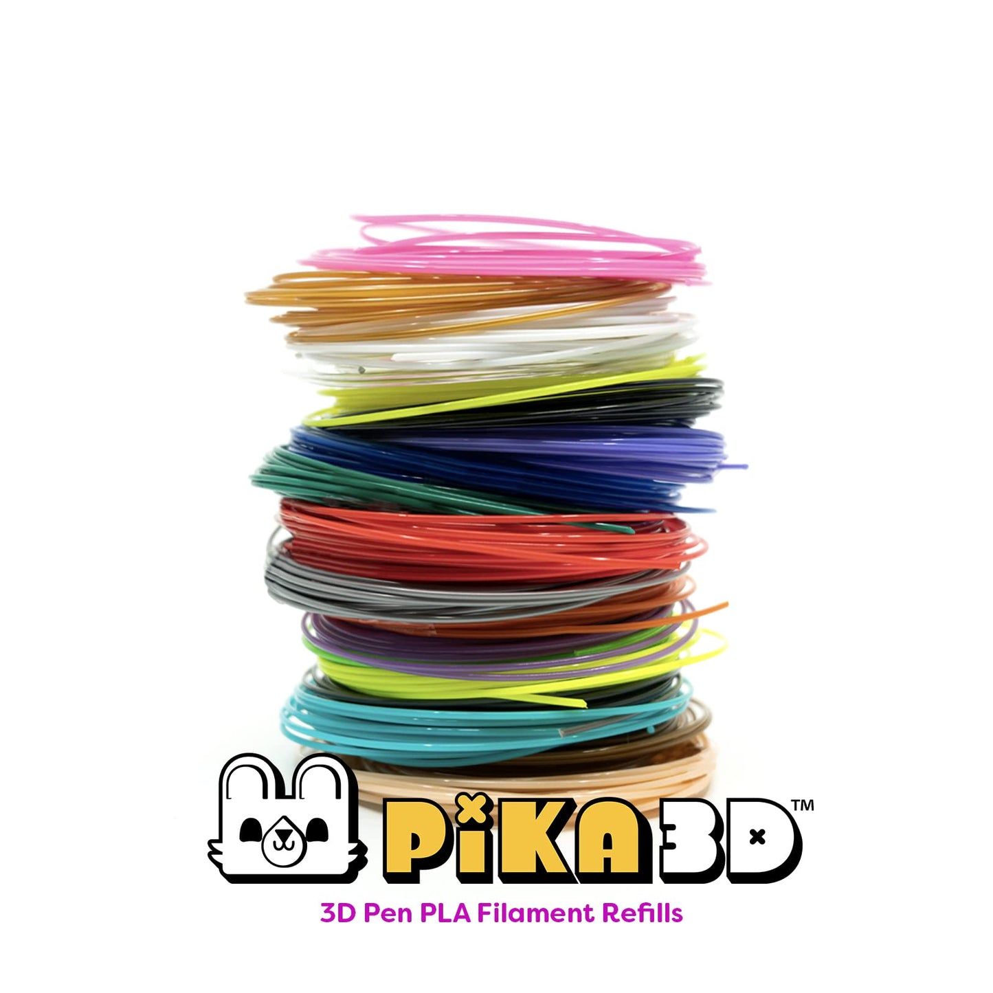 PIKA3D PLA 1.75mm Filament Refills, 20 Colors, 5 Meters Per Color